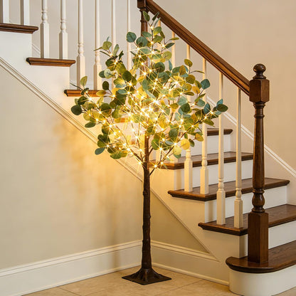 Lighted Magnolia Tree 6FT 280 LED Fairy Lights, Faux Plant Tree with Lights for Home Holiday Spring Decoration