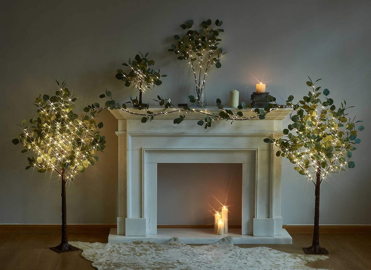 Lighted Magnolia Tree 6FT 280 LED Fairy Lights, Faux Plant Tree with Lights for Home Holiday Spring Decoration