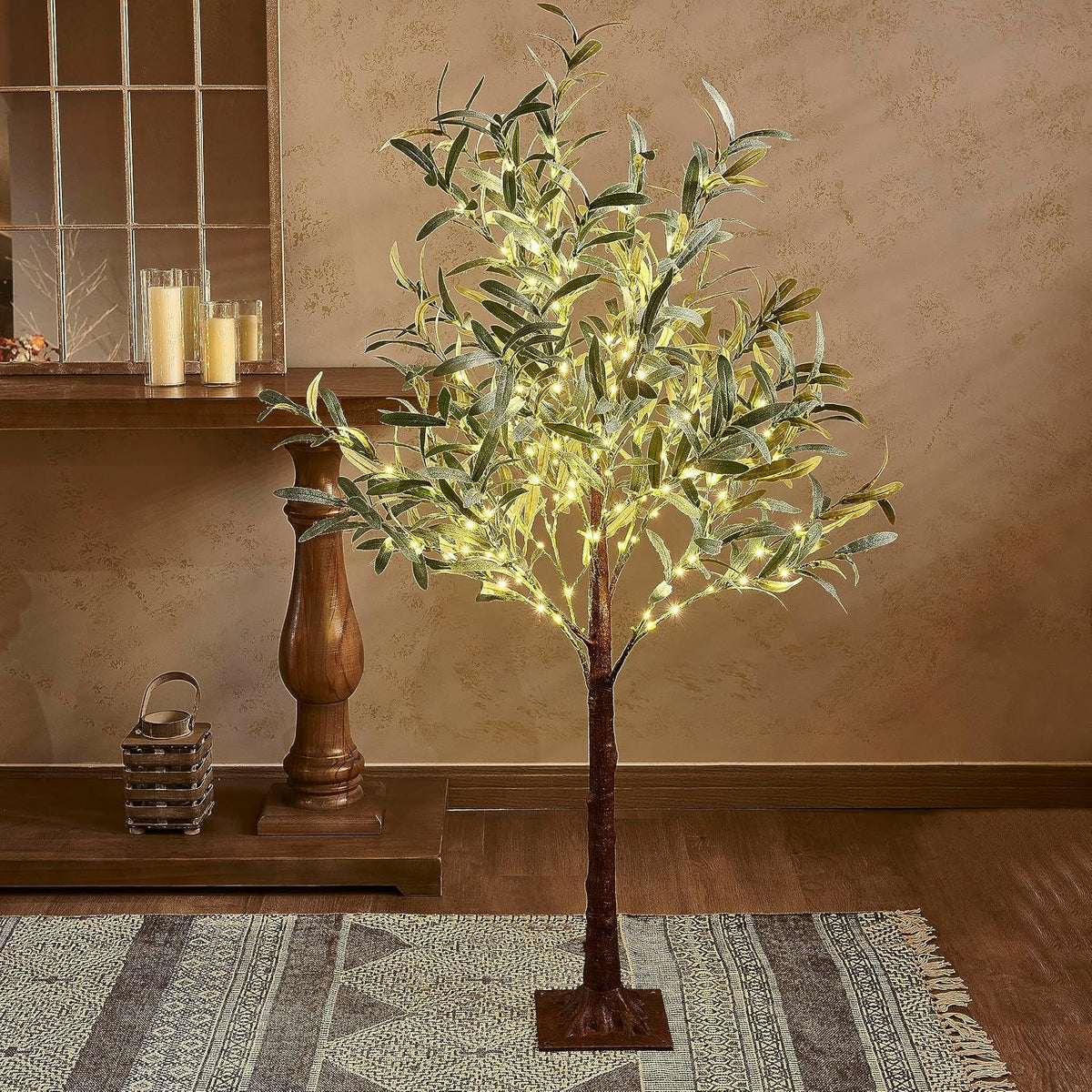 Lighted Magnolia Tree 6FT 280 LED Fairy Lights, Faux Plant Tree with Lights for Home Holiday Spring Decoration