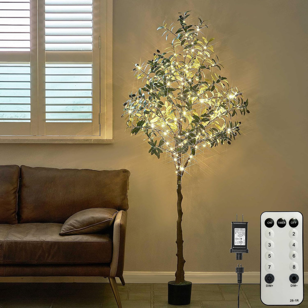 Lighted Magnolia Tree 6FT 280 LED Fairy Lights, Faux Plant Tree with Lights for Home Holiday Spring Decoration
