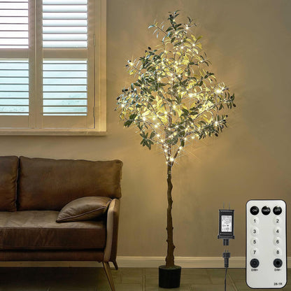 Lighted Magnolia Tree 6FT 280 LED Fairy Lights, Faux Plant Tree with Lights for Home Holiday Spring Decoration