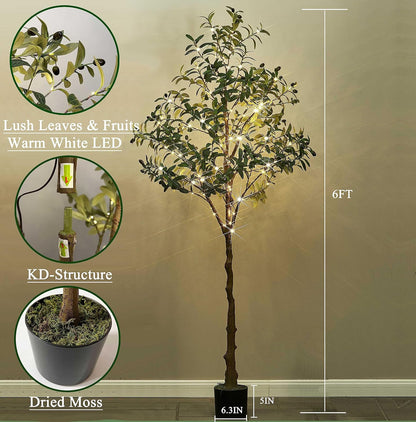 Lighted Magnolia Tree 6FT 280 LED Fairy Lights, Faux Plant Tree with Lights for Home Holiday Spring Decoration