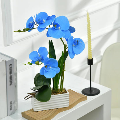 Artificial Real Touch Orchid Flowers with White Ceramic Vase, Orange