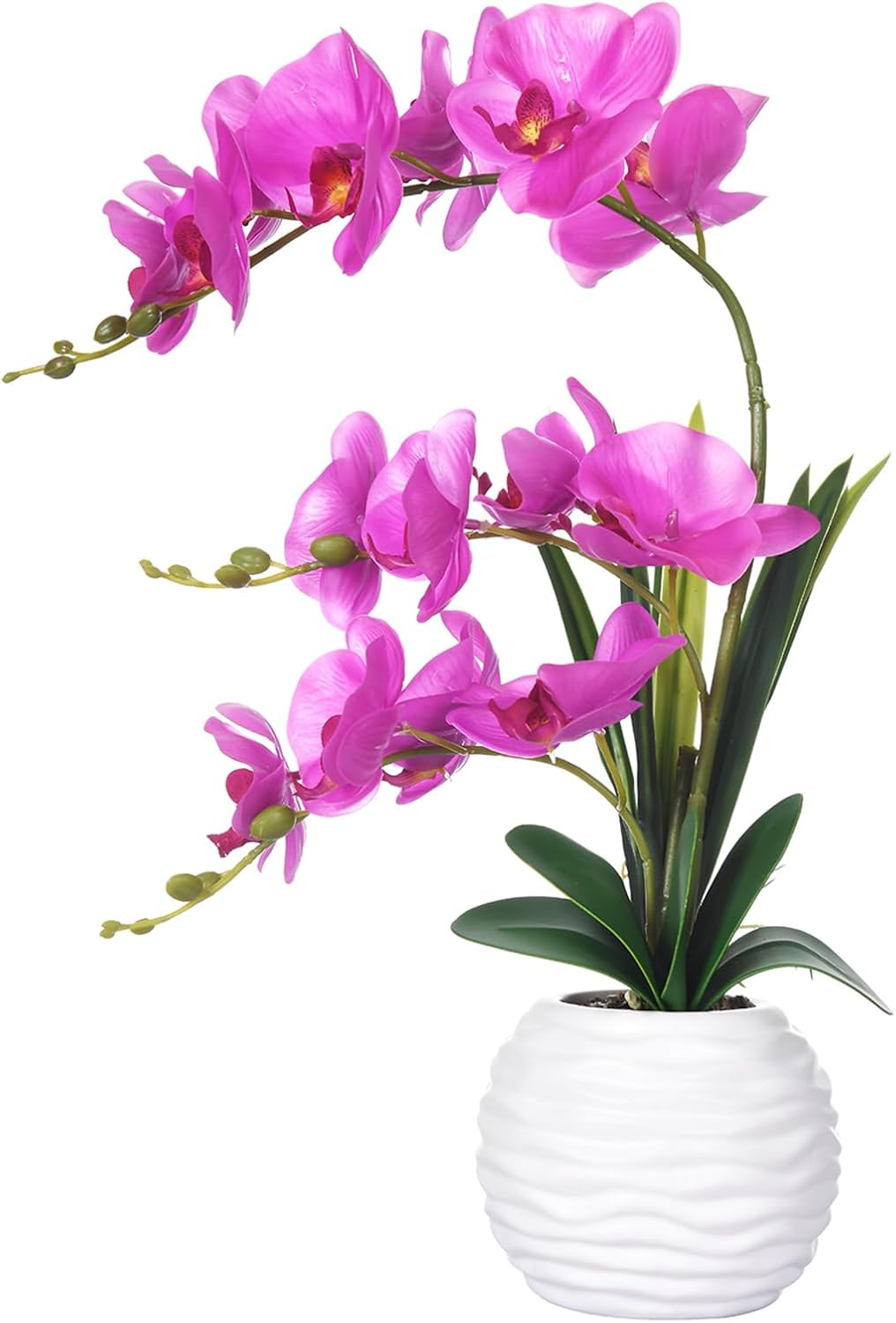 Artificial Real Touch Orchid Flowers with White Ceramic Vase, Orange