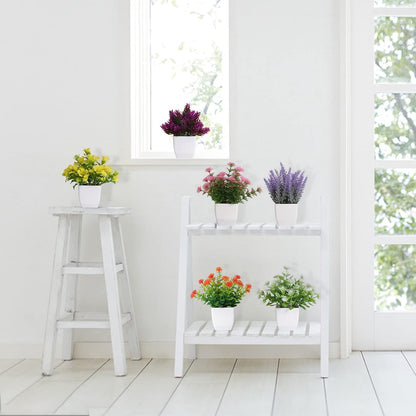 6 Pack Small Fake Plants Mini Artificial Faux Flowers with Pot Mini Potted Plants for House Office Desk Tabletop Decoration