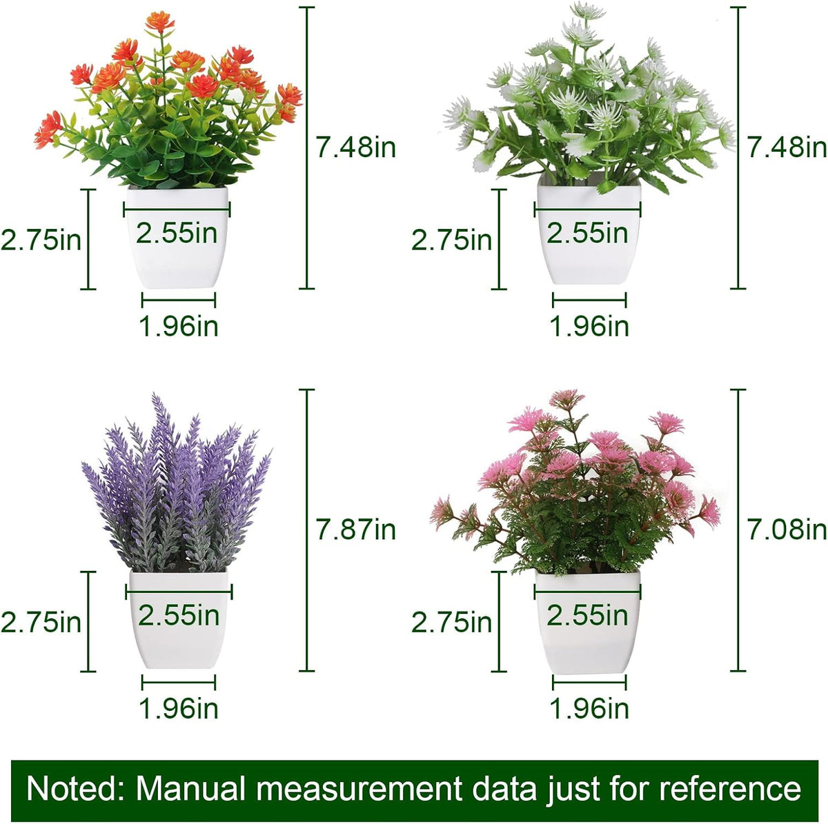 6 Pack Small Fake Plants Mini Artificial Faux Flowers with Pot Mini Potted Plants for House Office Desk Tabletop Decoration