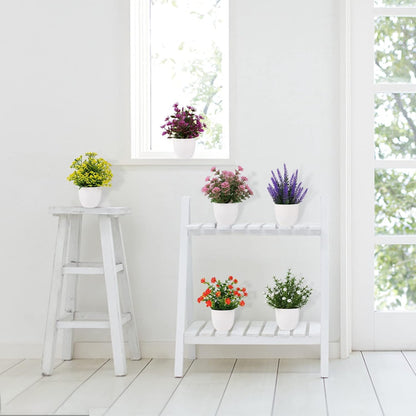 6 Pack Small Fake Plants Mini Artificial Faux Flowers with Pot Mini Potted Plants for House Office Desk Tabletop Decoration