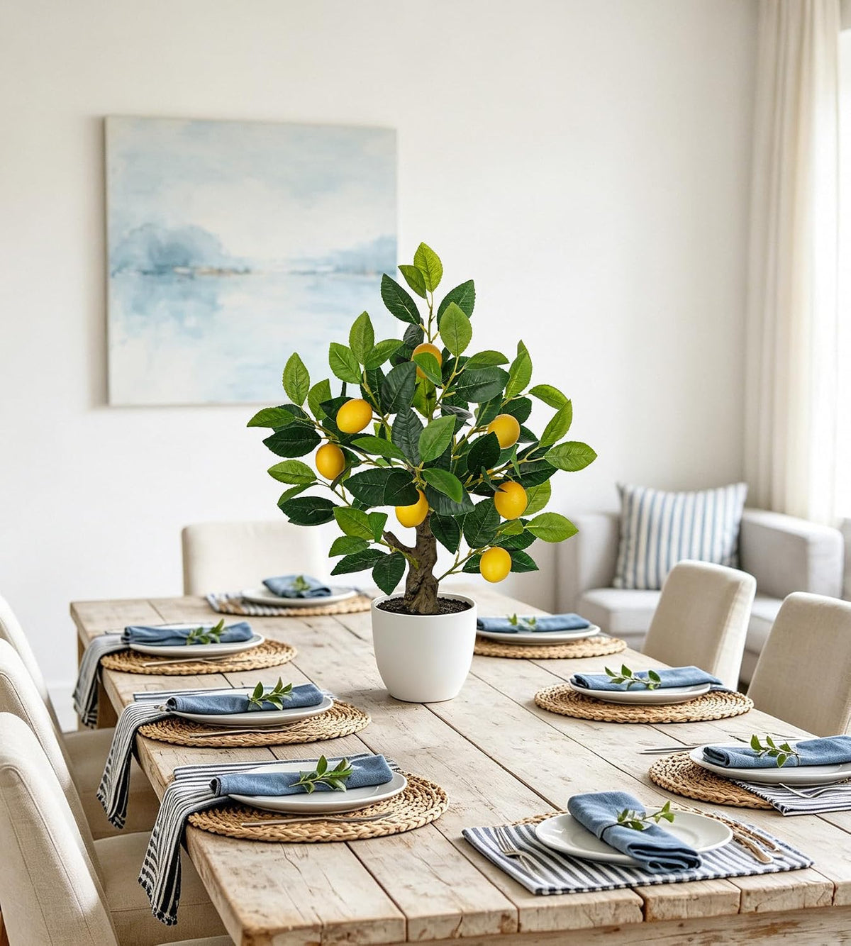 Artificial Potted Plants 16.1 inches Fake Orange Tree Artificial Citrus Fruit Plant with White Pot Faux Plants Indoor for Home,Office, Living Room Table, Desk