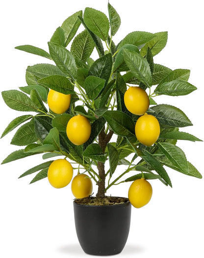 Artificial Potted Plants 16.1 inches Fake Orange Tree Artificial Citrus Fruit Plant with White Pot Faux Plants Indoor for Home,Office, Living Room Table, Desk