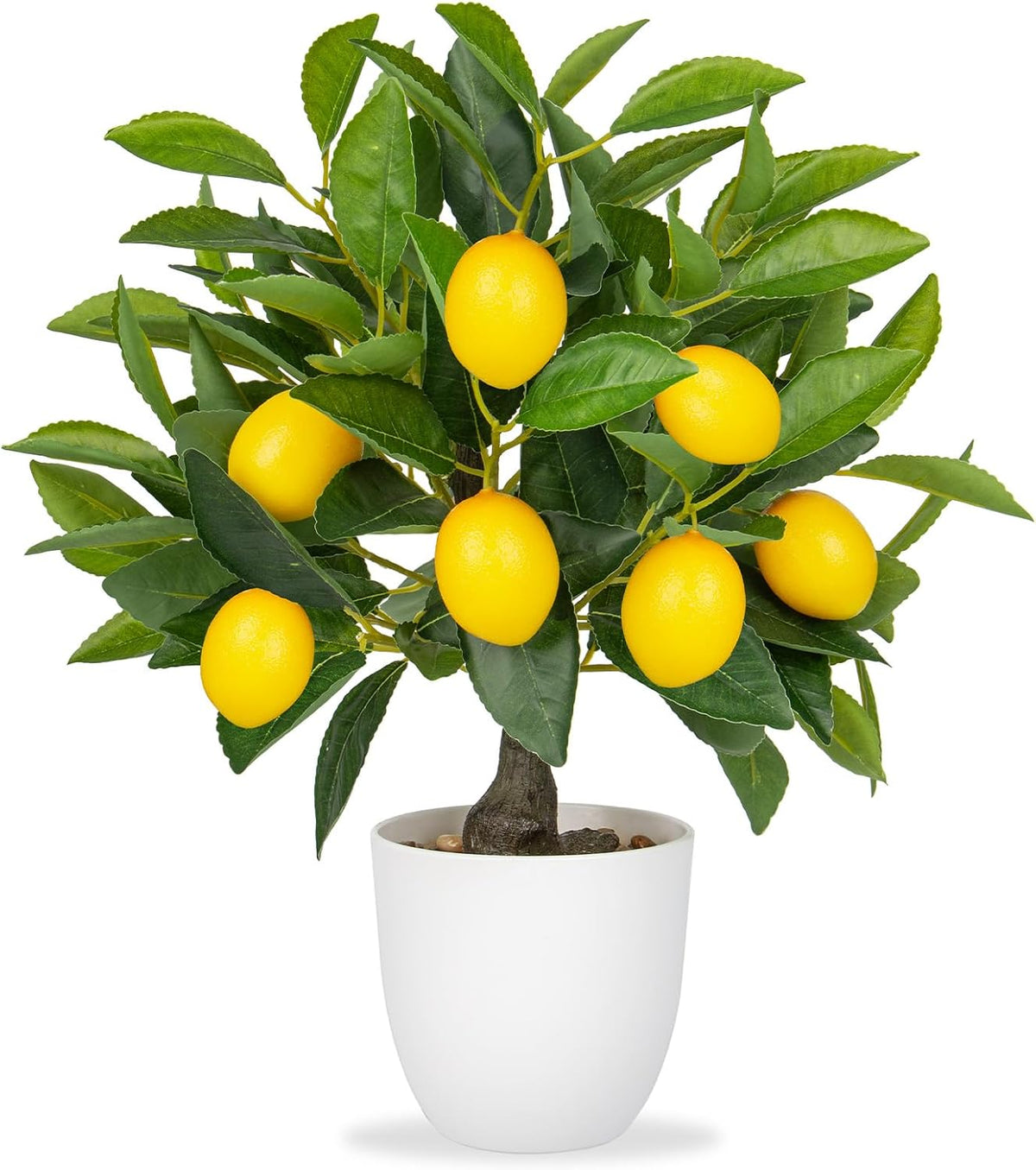 Artificial Potted Plants 16.1 inches Fake Orange Tree Artificial Citrus Fruit Plant with White Pot Faux Plants Indoor for Home,Office, Living Room Table, Desk