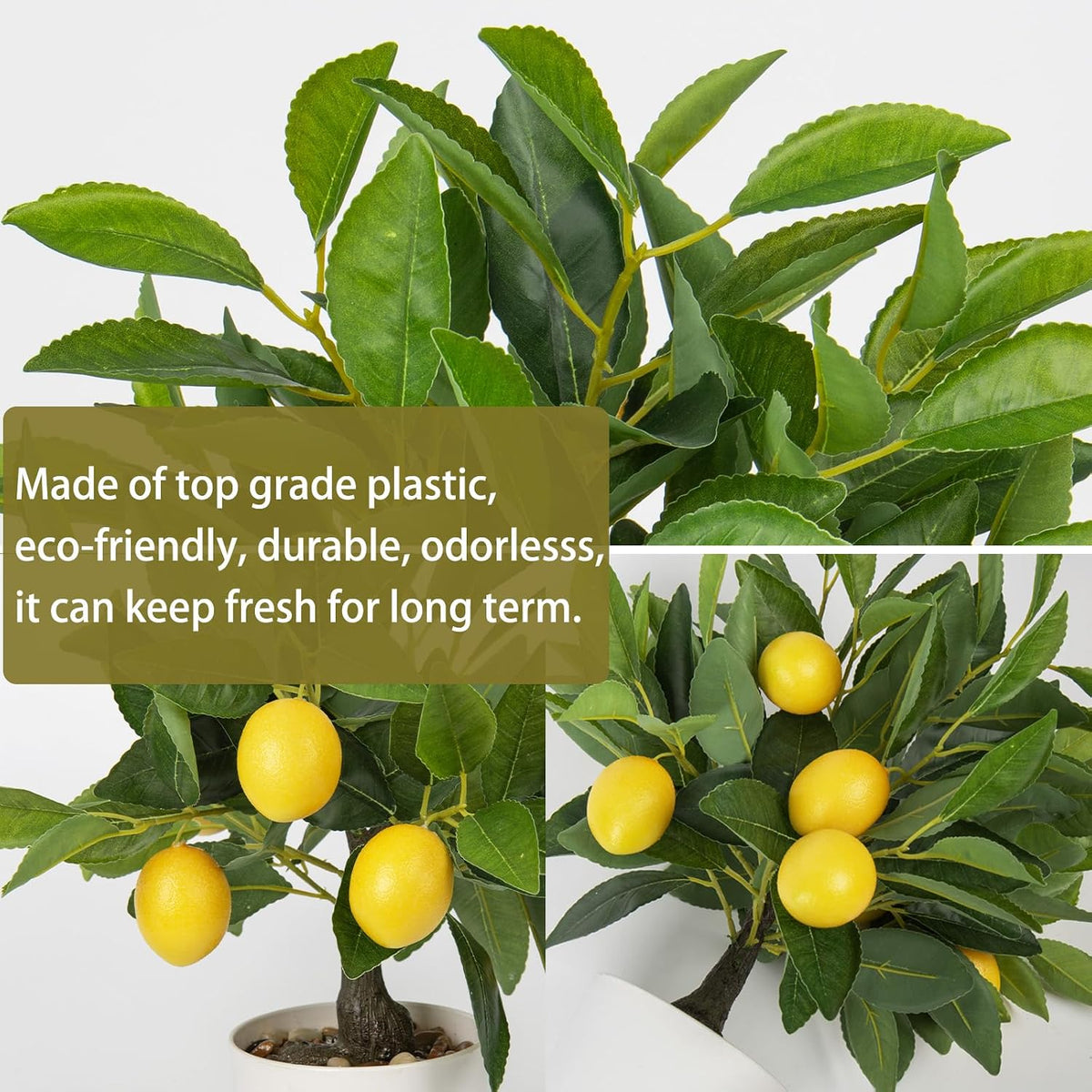 Artificial Potted Plants 16.1 inches Fake Orange Tree Artificial Citrus Fruit Plant with White Pot Faux Plants Indoor for Home,Office, Living Room Table, Desk
