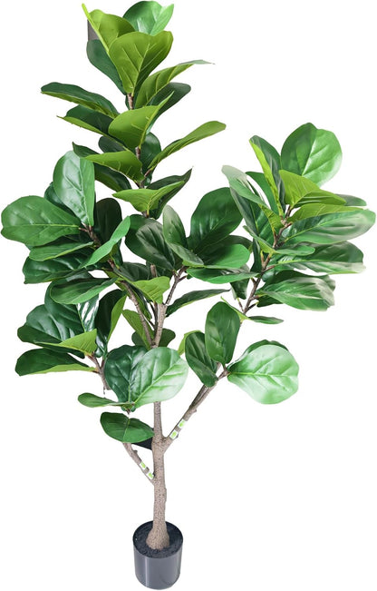 5ft Artificial Fiddle Leaf Fig Tree,Lifelike Indoor Faux Plant with Adjustable Branches,Easy Assembly,and Low Maintenance for Home and Office Decor