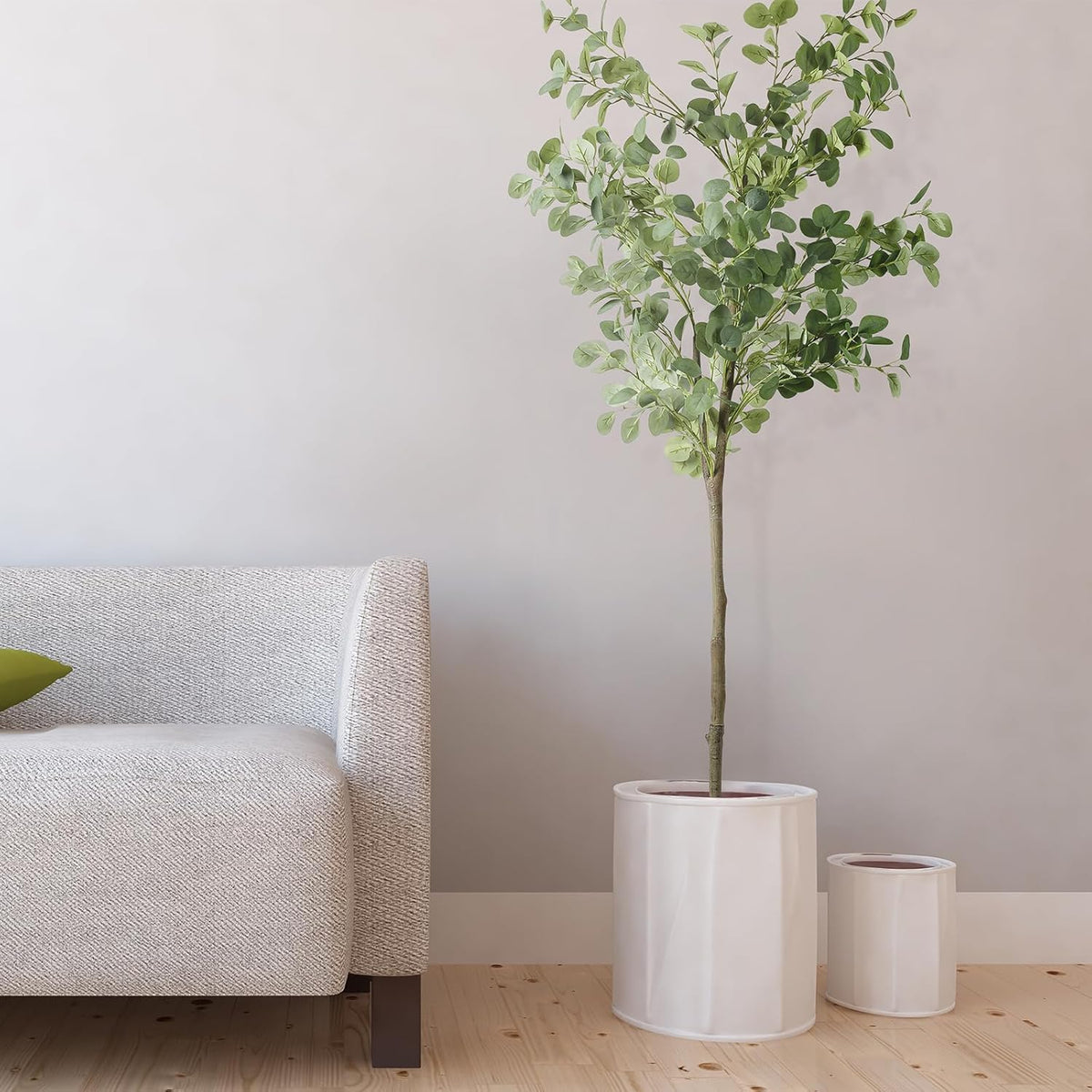 Artificial Eucalyptus Tree,6Ft Tall Fake Potted Tree Silk Faux Eucalyptus Tree with Plastic Nursery Pot, Artificial Plants for Home Office Indoor Decor