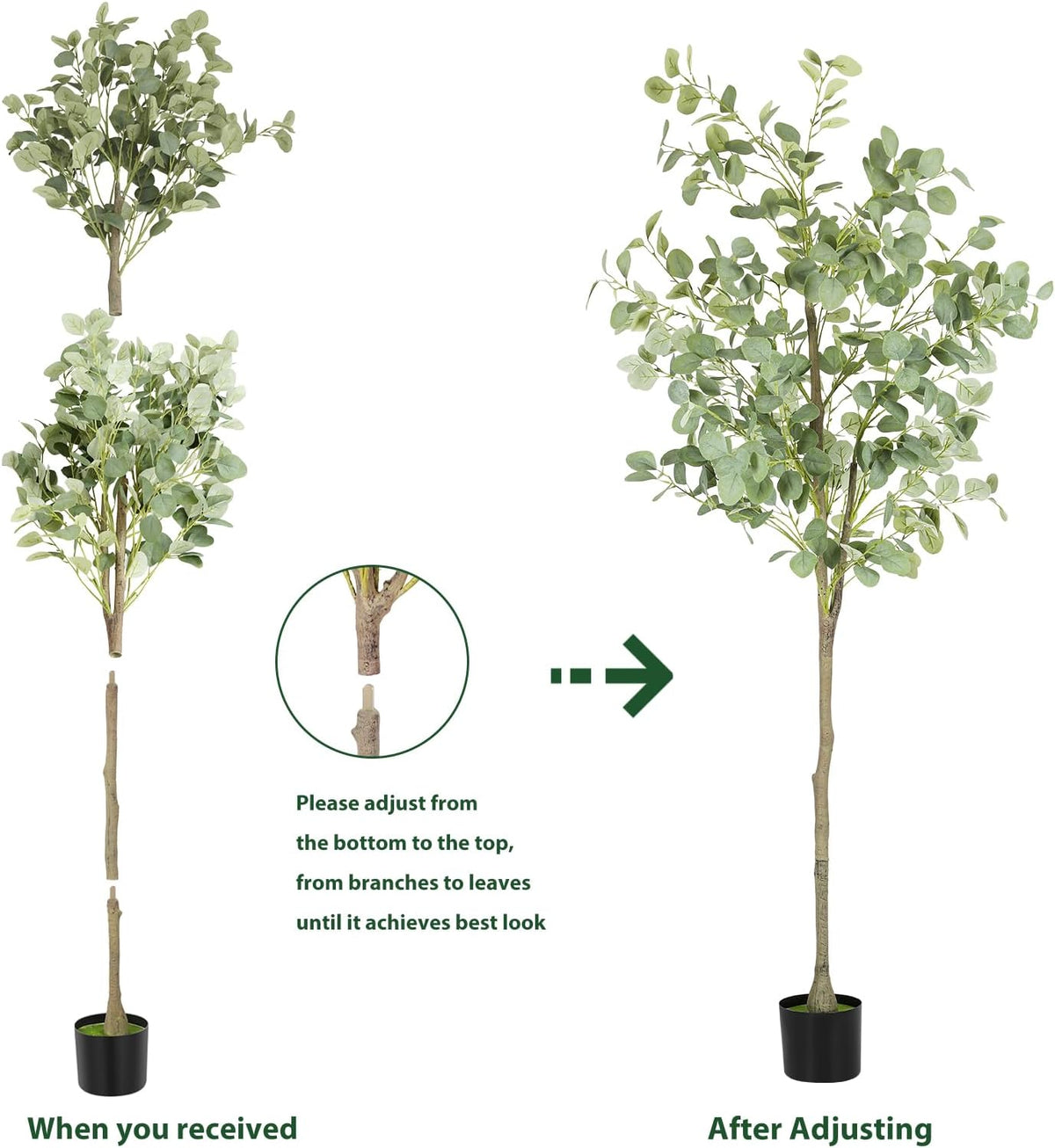 Artificial Eucalyptus Tree,6Ft Tall Fake Potted Tree Silk Faux Eucalyptus Tree with Plastic Nursery Pot, Artificial Plants for Home Office Indoor Decor