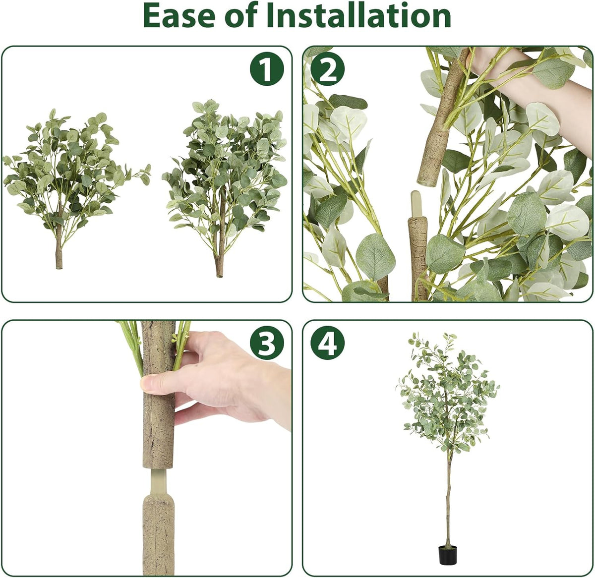 Artificial Eucalyptus Tree,6Ft Tall Fake Potted Tree Silk Faux Eucalyptus Tree with Plastic Nursery Pot, Artificial Plants for Home Office Indoor Decor