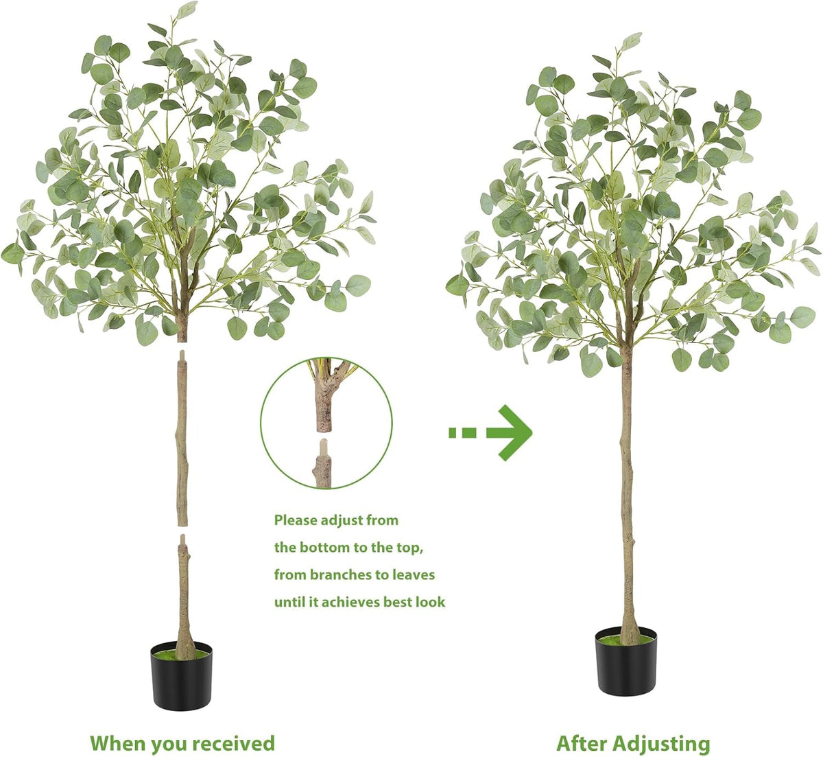Artificial Eucalyptus Tree,6Ft Tall Fake Potted Tree Silk Faux Eucalyptus Tree with Plastic Nursery Pot, Artificial Plants for Home Office Indoor Decor