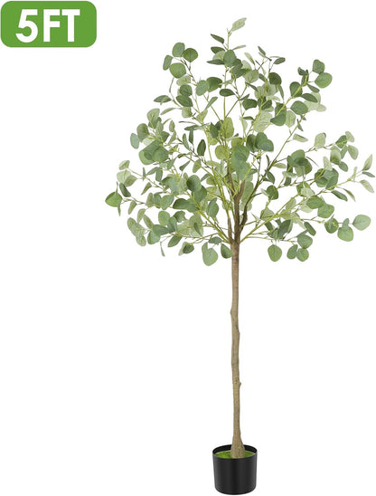 Artificial Eucalyptus Tree,6Ft Tall Fake Potted Tree Silk Faux Eucalyptus Tree with Plastic Nursery Pot, Artificial Plants for Home Office Indoor Decor
