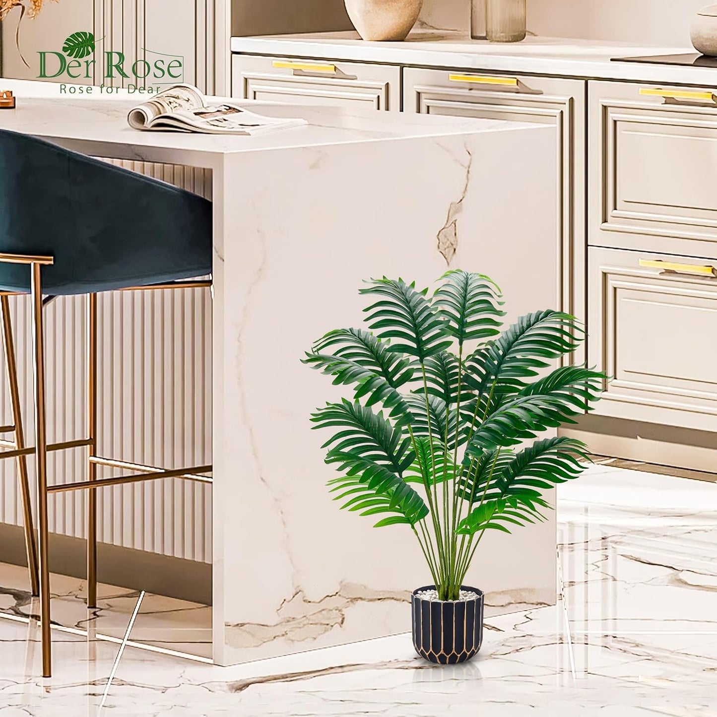 28'' Fake Plants Tall Artificial Monstera Faux Plants Indoor Outdoor Tree for Living Room Home House Decor