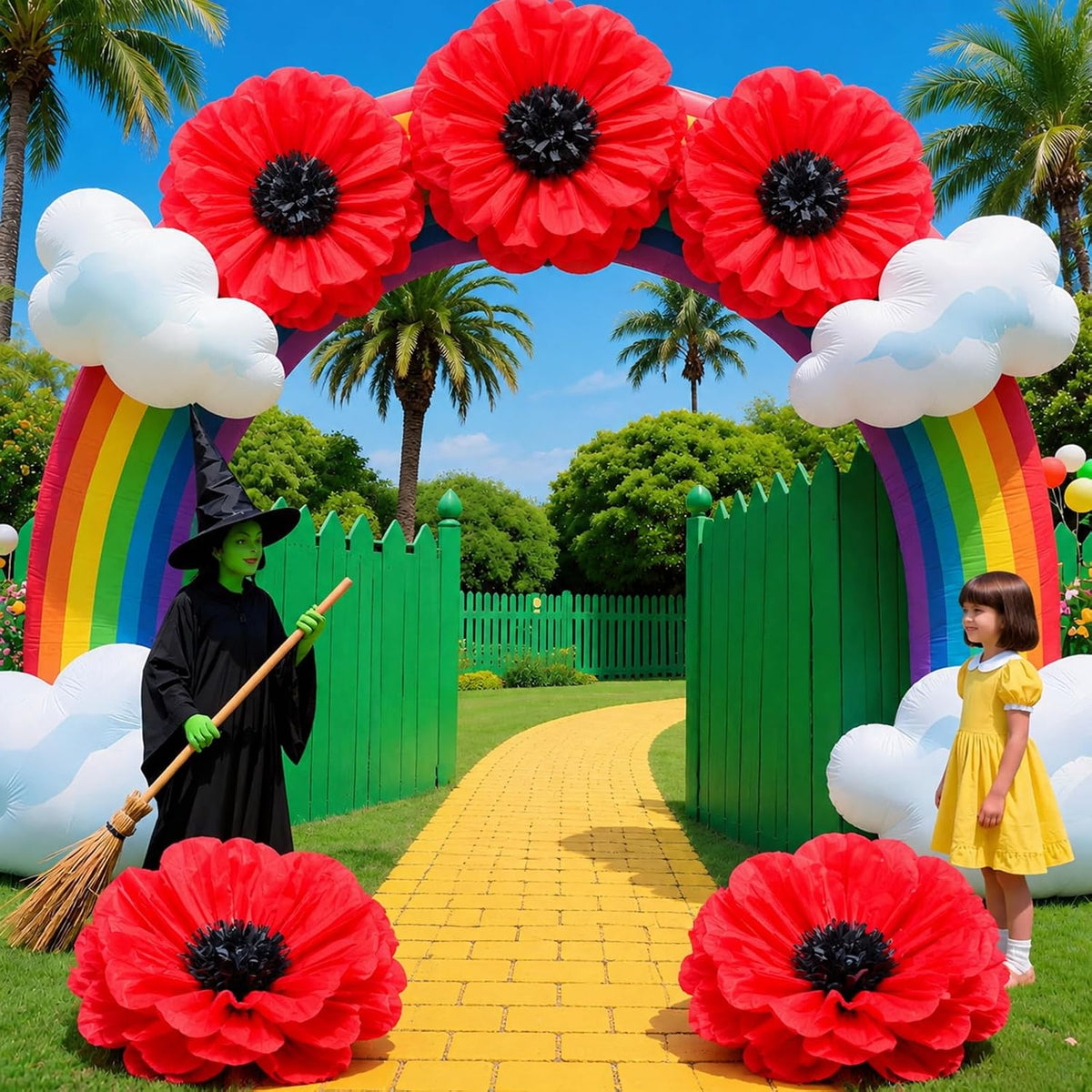 5 Pcs Giant Halloween Red Poppy Paper Flowers for Wizard Decor