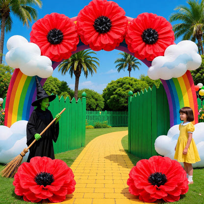 5 Pcs Giant Halloween Red Poppy Paper Flowers for Wizard Decor