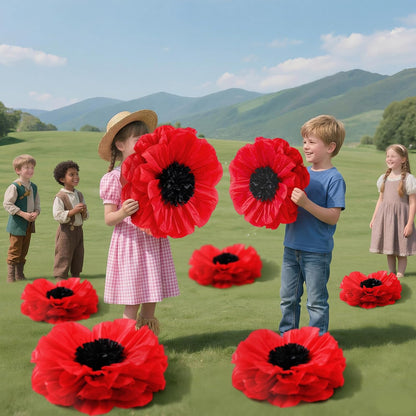 5 Pcs Giant Halloween Red Poppy Paper Flowers for Wizard Decor