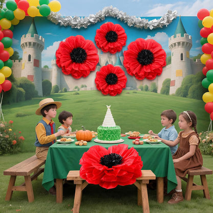 5 Pcs Giant Halloween Red Poppy Paper Flowers for Wizard Decor
