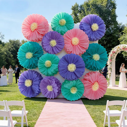 5 Pcs Giant Halloween Red Poppy Paper Flowers for Wizard Decor