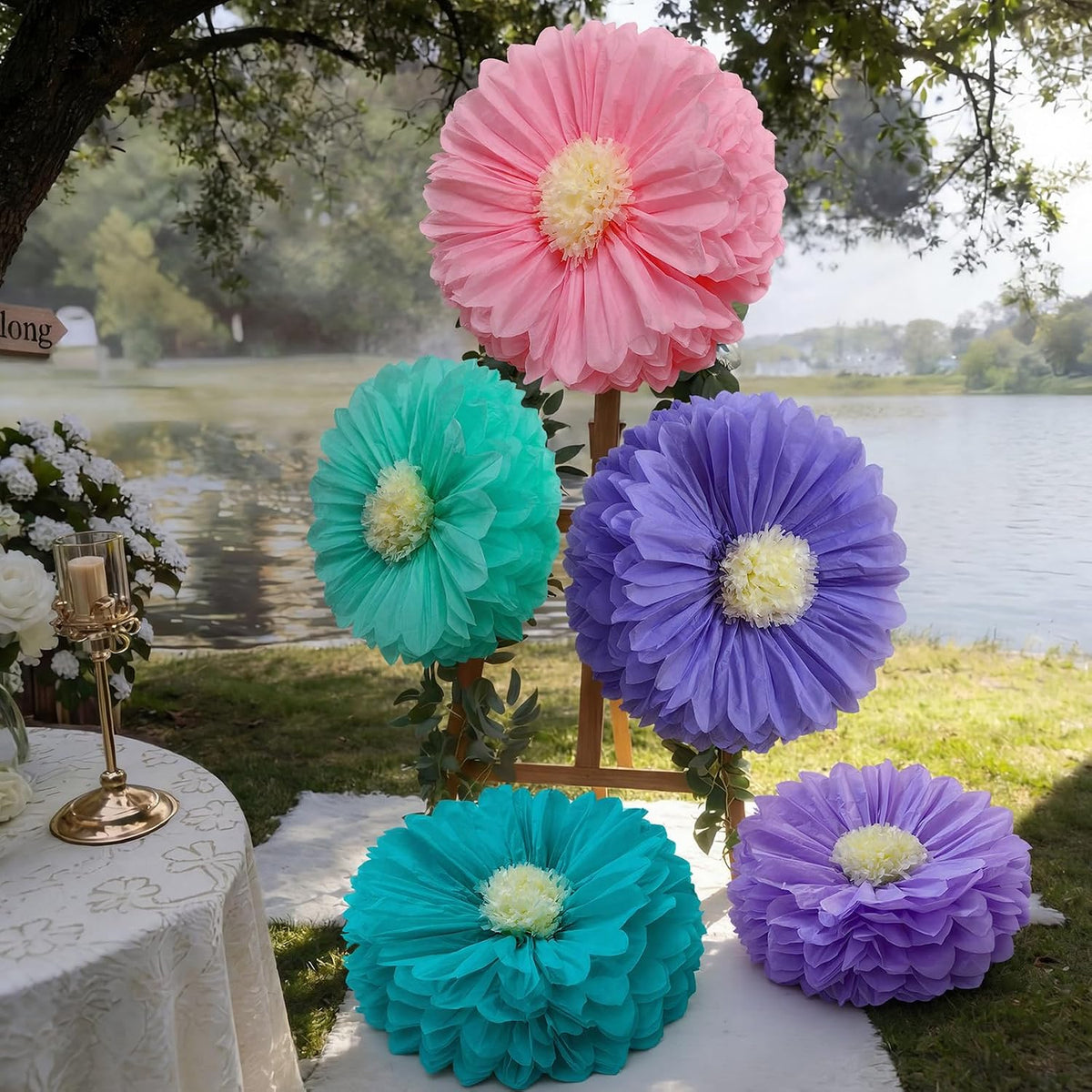 5 Pcs Giant Halloween Red Poppy Paper Flowers for Wizard Decor