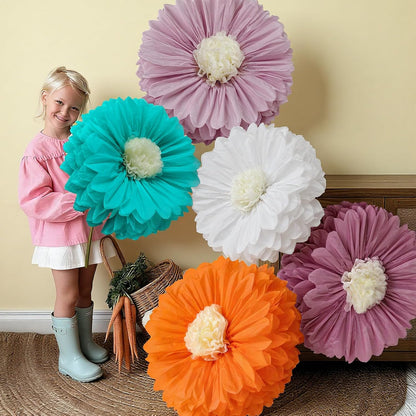 5 Pcs Giant Halloween Red Poppy Paper Flowers for Wizard Decor