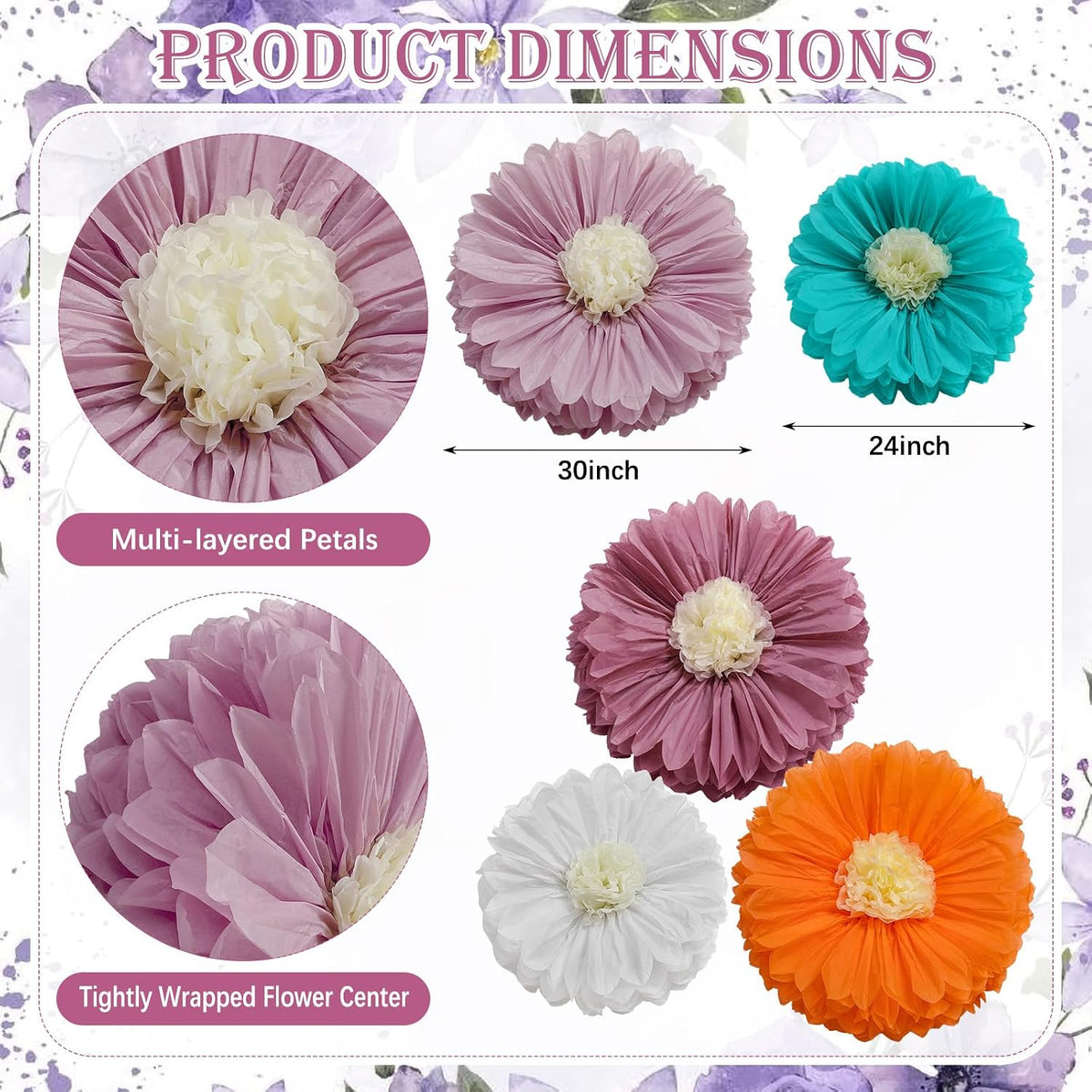 5 Pcs Giant Halloween Red Poppy Paper Flowers for Wizard Decor