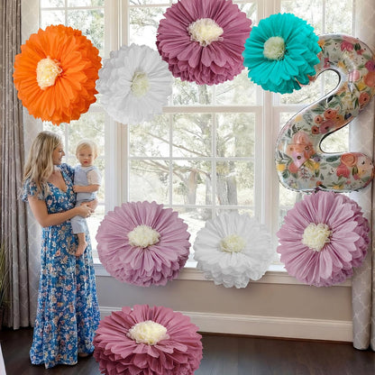 5 Pcs Giant Halloween Red Poppy Paper Flowers for Wizard Decor