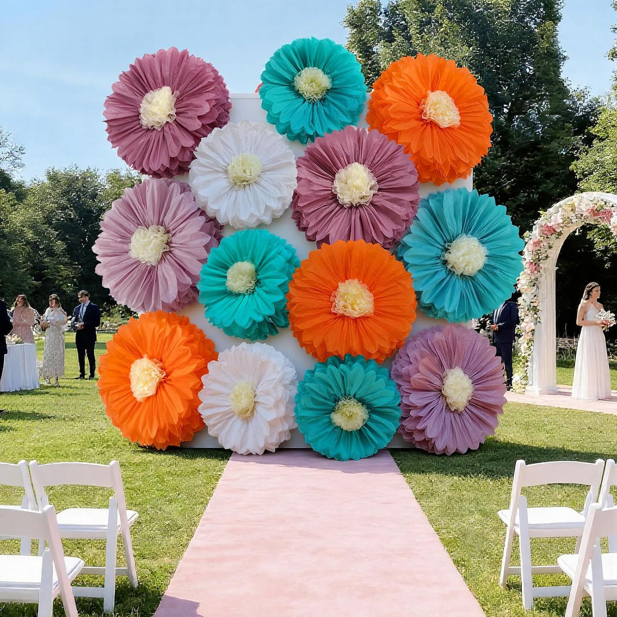 5 Pcs Giant Halloween Red Poppy Paper Flowers for Wizard Decor