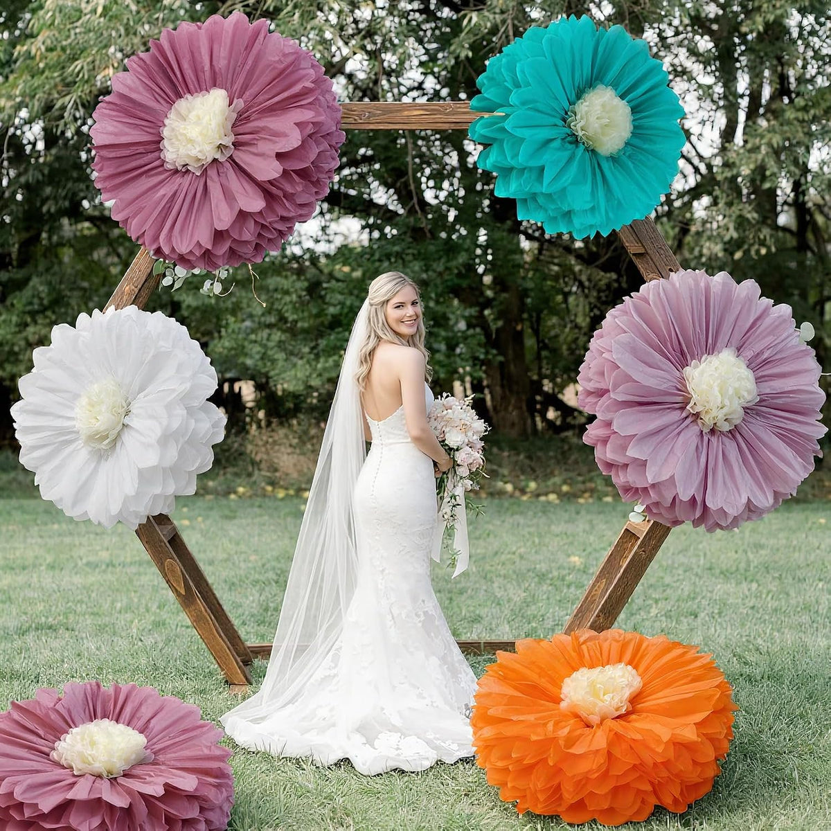 5 Pcs Giant Halloween Red Poppy Paper Flowers for Wizard Decor