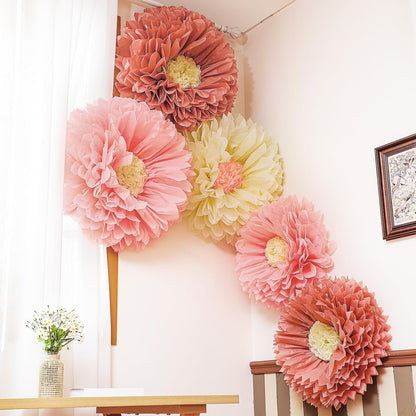 5 Pcs Giant Halloween Red Poppy Paper Flowers for Wizard Decor
