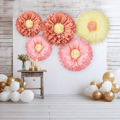 5 Pcs Giant Halloween Red Poppy Paper Flowers for Wizard Decor