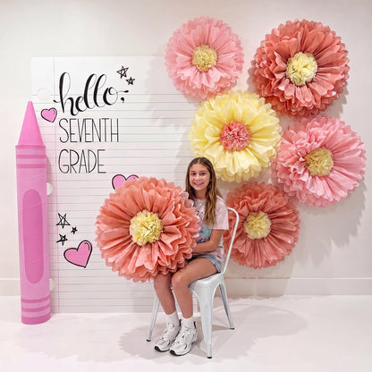 5 Pcs Giant Halloween Red Poppy Paper Flowers for Wizard Decor