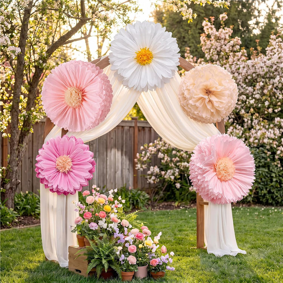 5 Pcs Giant Halloween Red Poppy Paper Flowers for Wizard Decor