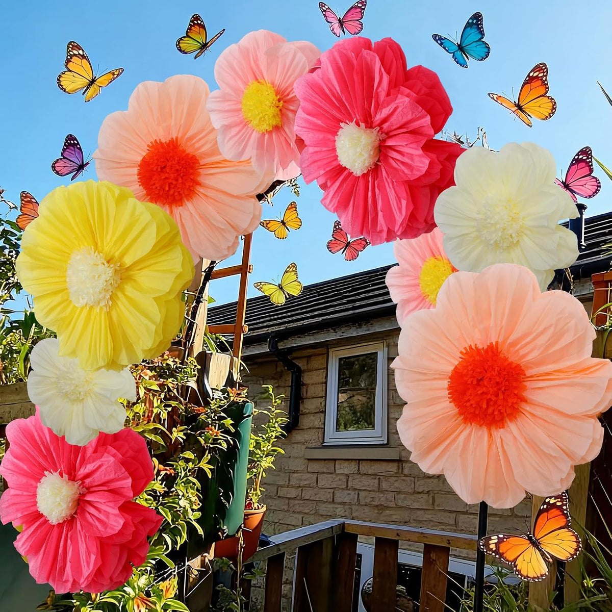 5 Pcs Giant Halloween Red Poppy Paper Flowers for Wizard Decor