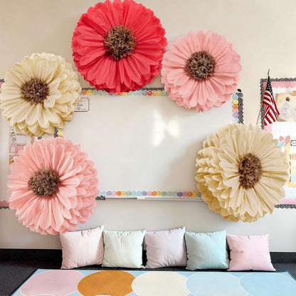 5 Pcs Giant Halloween Red Poppy Paper Flowers for Wizard Decor
