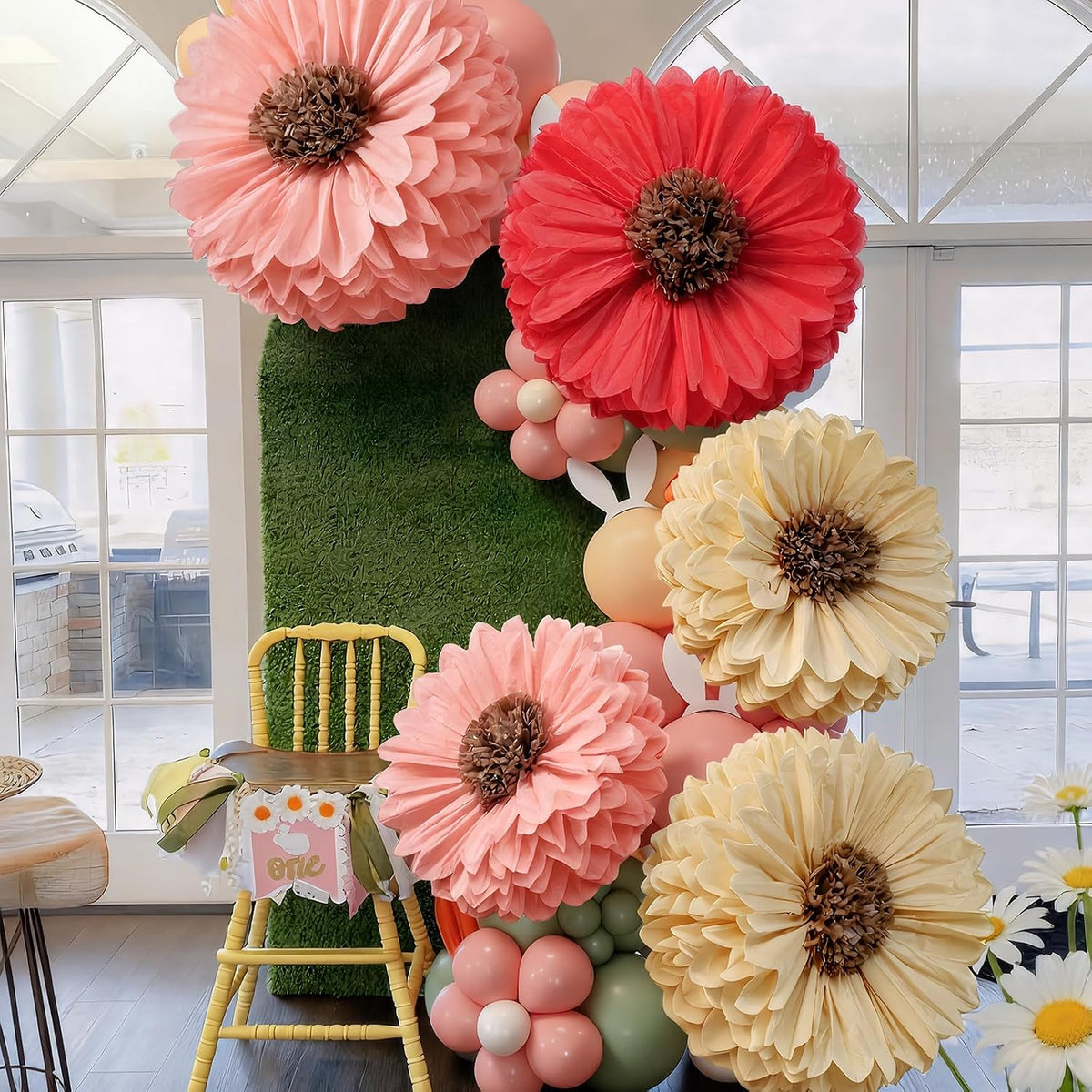 5 Pcs Giant Halloween Red Poppy Paper Flowers for Wizard Decor