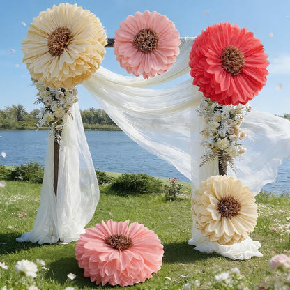5 Pcs Giant Halloween Red Poppy Paper Flowers for Wizard Decor