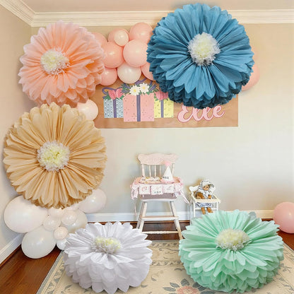 5 Pcs Giant Halloween Red Poppy Paper Flowers for Wizard Decor