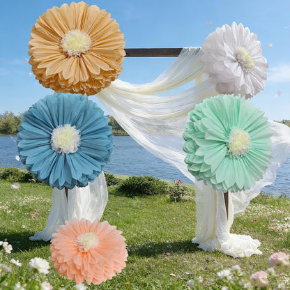 5 Pcs Giant Halloween Red Poppy Paper Flowers for Wizard Decor