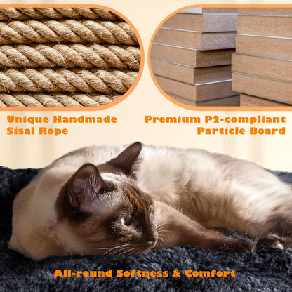 62.5inches Cat Tree Cat Tower Kitten Condo with Platform & Hammock, Scratching Posts for Kittens Pet Play House with Plush Perch for Indoor Activity Relaxing, Green