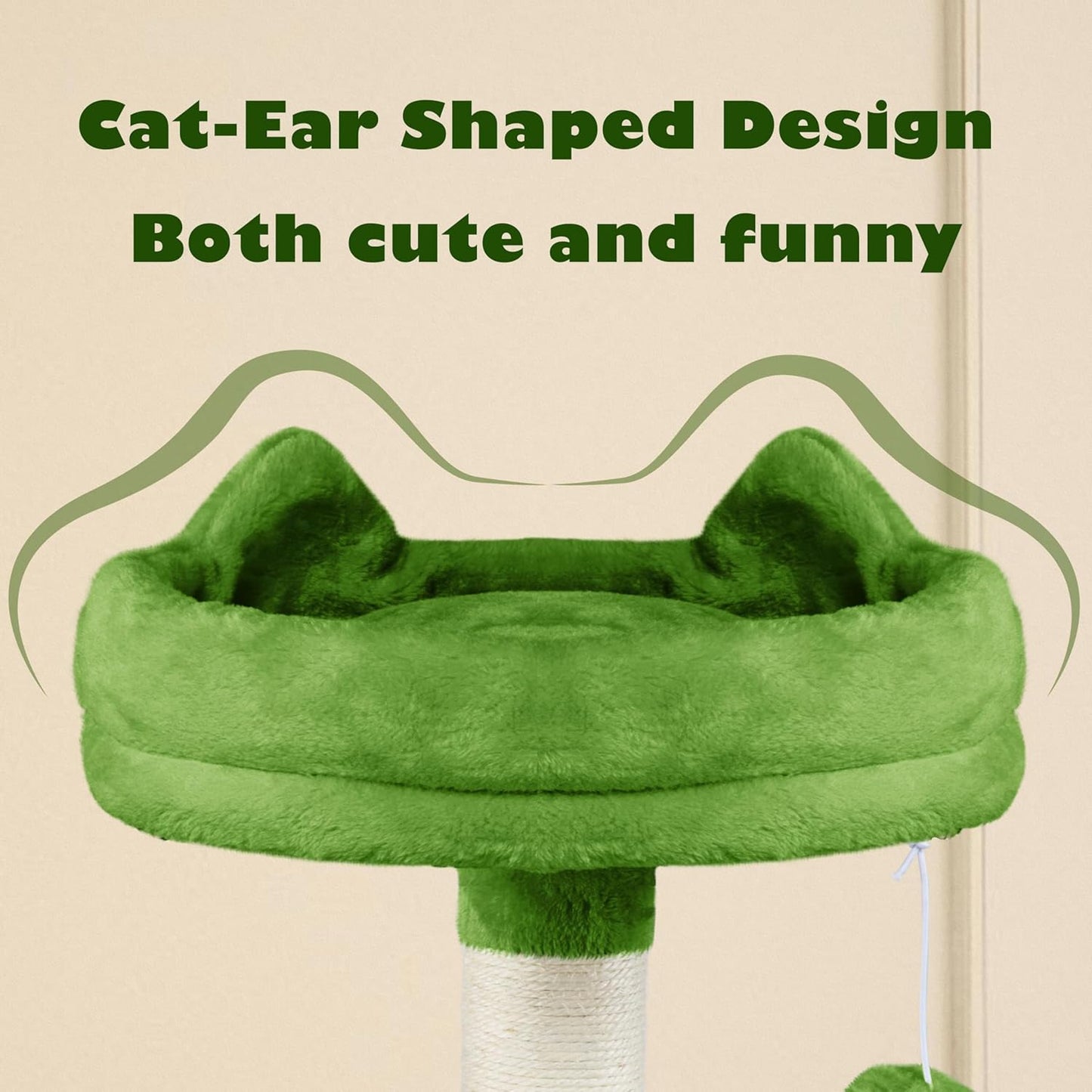 62.5inches Cat Tree Cat Tower Kitten Condo with Platform & Hammock, Scratching Posts for Kittens Pet Play House with Plush Perch for Indoor Activity Relaxing, Green