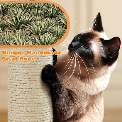 62.5inches Cat Tree Cat Tower Kitten Condo with Platform & Hammock, Scratching Posts for Kittens Pet Play House with Plush Perch for Indoor Activity Relaxing, Green