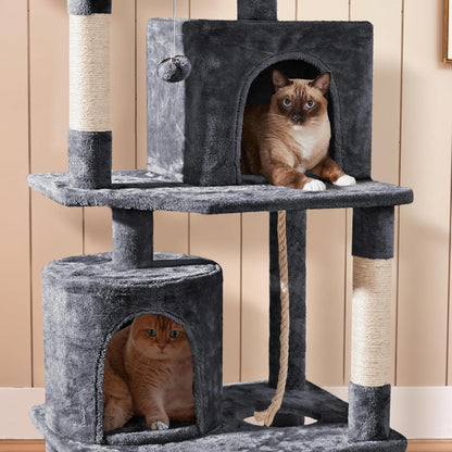 62.5inches Cat Tree Cat Tower Kitten Condo with Platform & Hammock, Scratching Posts for Kittens Pet Play House with Plush Perch for Indoor Activity Relaxing, Green