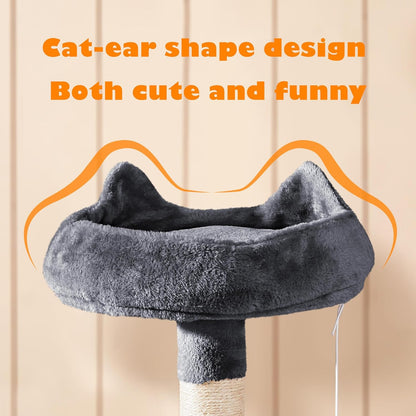 62.5inches Cat Tree Cat Tower Kitten Condo with Platform & Hammock, Scratching Posts for Kittens Pet Play House with Plush Perch for Indoor Activity Relaxing, Green