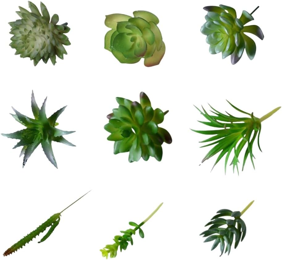 Mini Artificial Succulents, Fake Small Plants, Fake Succulent Plant，Artificial Air Plants that Look Real, Faux Succulents Unpotted, for Party, Garden & Outdoor Home Décor (9, Pink)