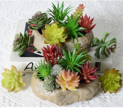 Mini Artificial Succulents, Fake Small Plants, Fake Succulent Plant，Artificial Air Plants that Look Real, Faux Succulents Unpotted, for Party, Garden & Outdoor Home Décor (9, Pink)